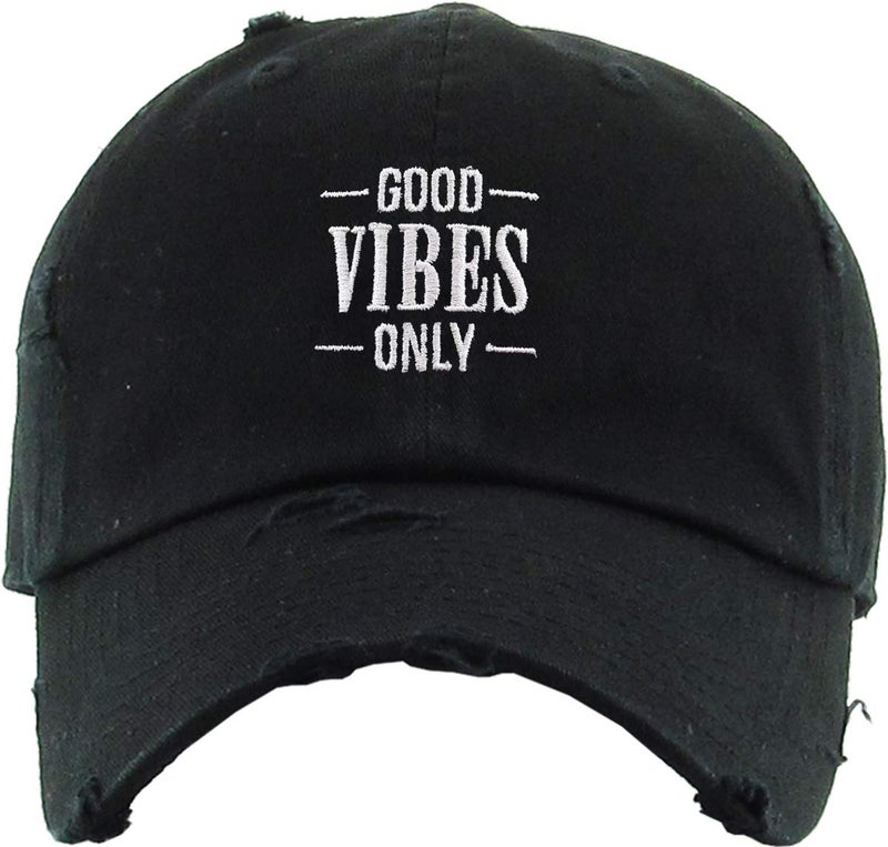 KBETHOS KBSV-128V BLK Rose Pineapple Good Vibes Vacation Men Women Dad Hat Baseball Cap Adjustable (One Size, Black Good Vibes Only Vintage) - Image 2